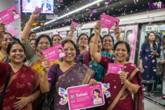 Delhi women celebrating metro dreams becoming reality with Saheli smart cards