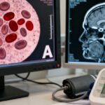 Medical visualization showing blood type and stroke risk connection