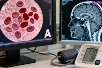 Medical visualization showing blood type and stroke risk connection