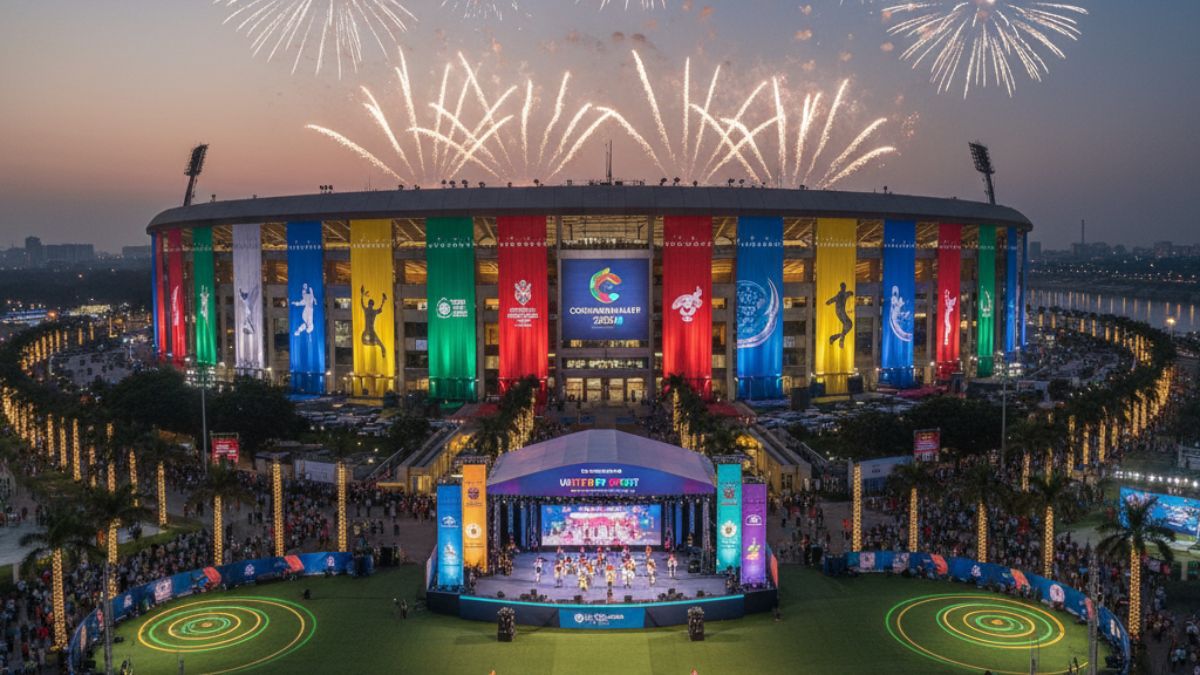Motera Stadium in Ahmedabad adorned for 2030 Commonwealth Games