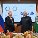 Putin-Modi friendship symbolizing Russia-India trade cooperation and diplomatic ties