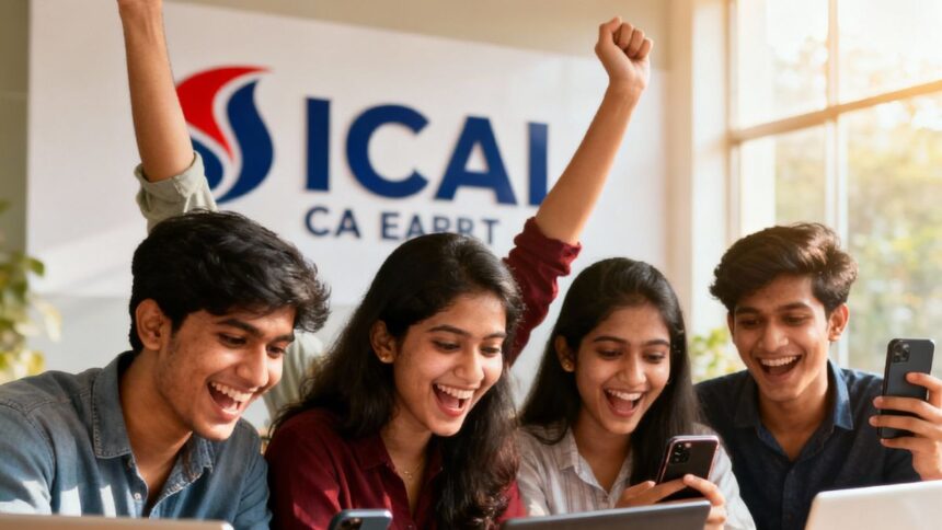 Students eagerly checking their ICAI CA Final exam results online