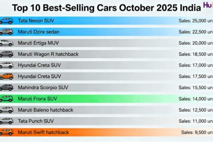 top 10 selling cars in October 2025