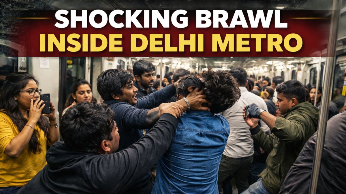 WWE-style fight inside Delhi Metro