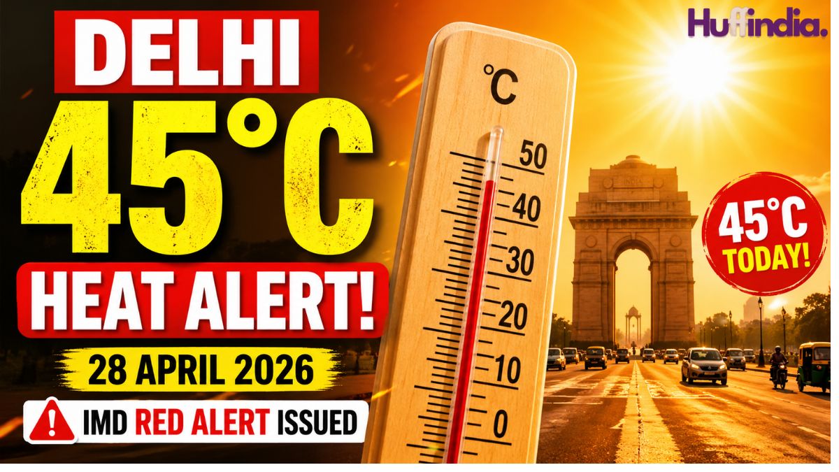 Delhi heatwave temperature today 28 April 2026
