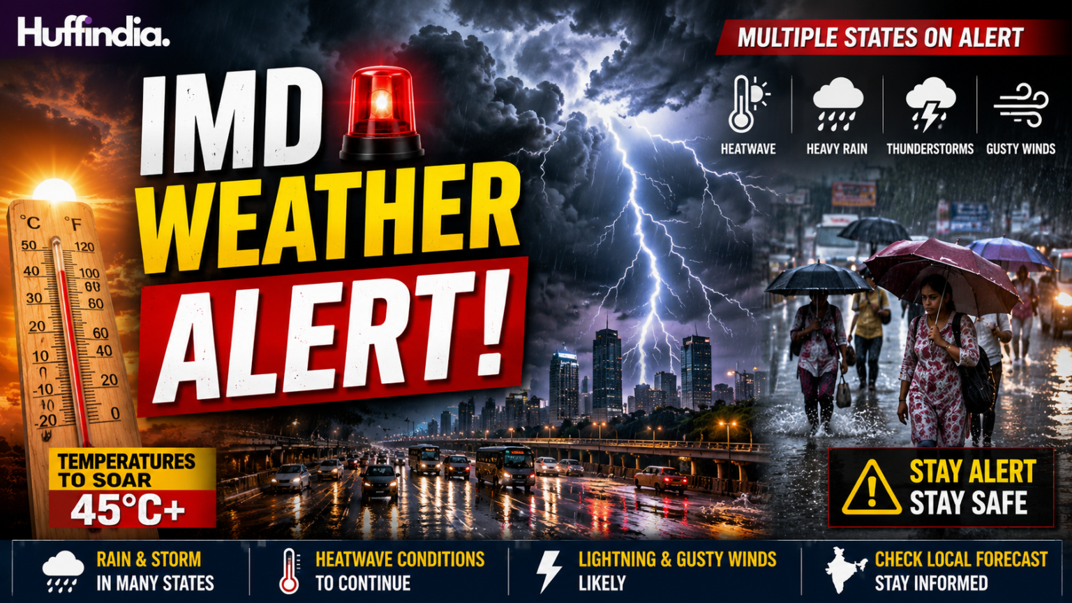 Extreme Weather Grips India as IMD Warns of Heatwaves and Thunderstorms IMD weather alert 14 may 2026